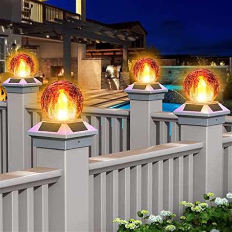 Solar Fence Post Cap Light Solar Post Flame Lights Outdoor Cap Lights