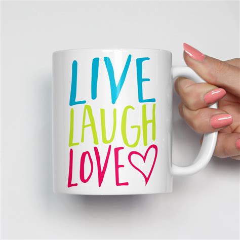 Live Laugh Love Motivational Mug Heart And Willow Prints