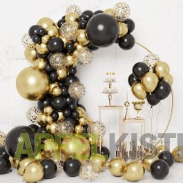 130 Tlg Party Deko Latex Luftballons Schwarz Gold