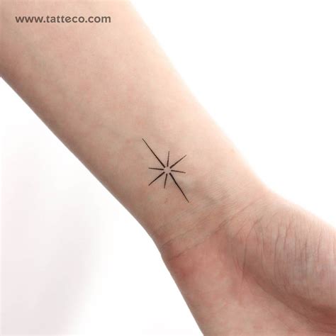 Minimalistic North Star Temporary Tattoo Placed On The