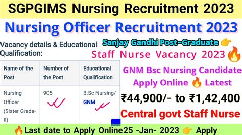 Staff Nurse Vacancy 2023 Sgpgims Staff Nurse Vacancy Nursing Officers Vacancy Nursing Vacancy