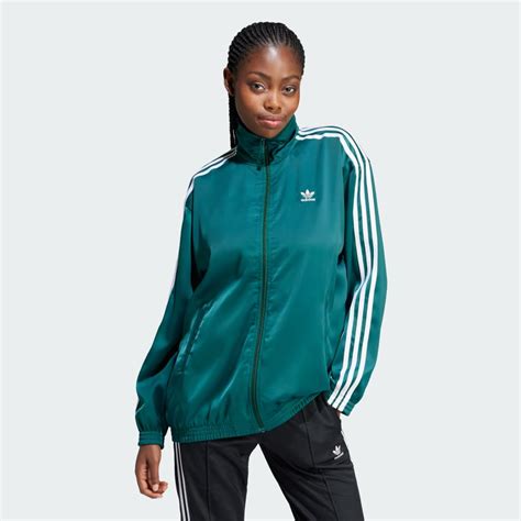 Adidas Loose Satin Track Top Green Adidas Gh