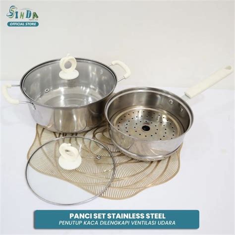 Jual Panci Set Cookware 5pcs Sinda Panci Set Anti Lengket Panci Set Tutup Kaca Panci Set