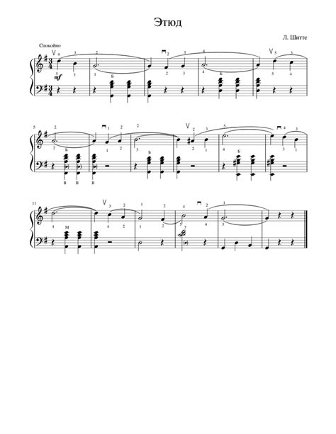 Этюд Sheet Music For Accordion Solo