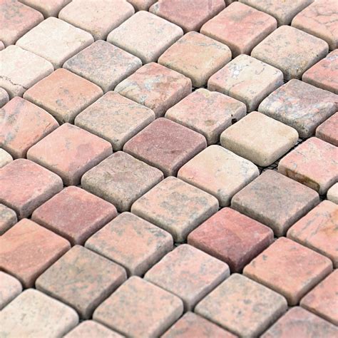 Divero Fliesenmatte Naturstein Mosaik Aus Marmor Creme Rosa X Cm