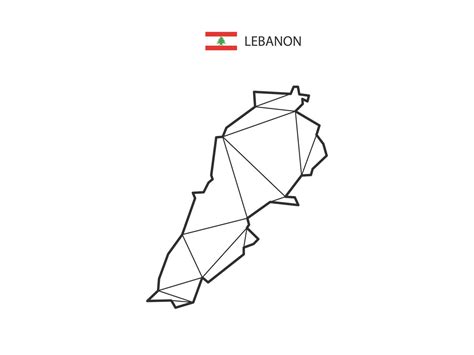 Mosaic Triangles Map Style Of Lebanon Isolated On A White Background