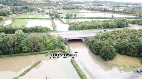 Dramatic drone footage shows flooding over A6 in Leicestershire - Leicestershire Live