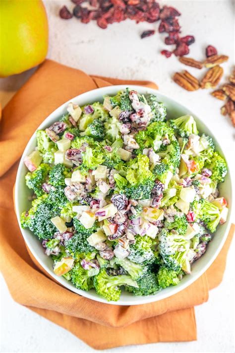 Fall Broccoli Salad With Pecans Apples And Craisins Bunsen Burner