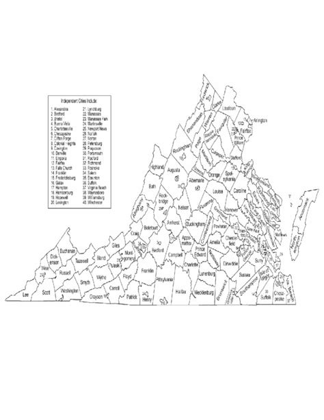 Virginia County Map with County Names Free Download