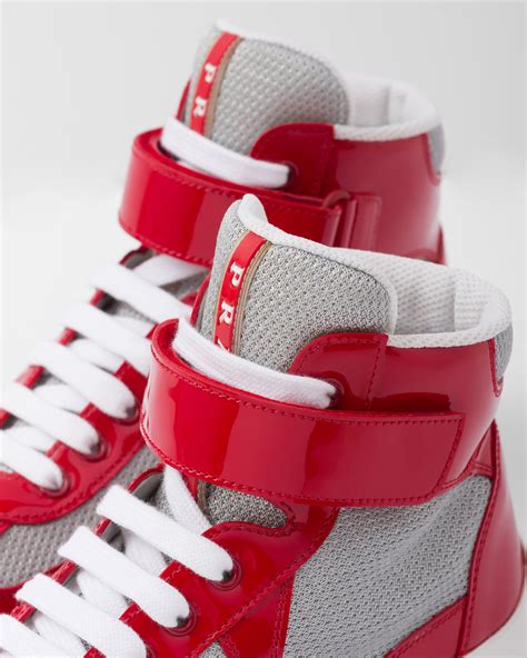 Red Prada Americas Cup High Top Sneakers Prada