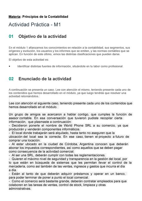 Tp Contabilidad Materia Principios De La Contabilidad Actividad