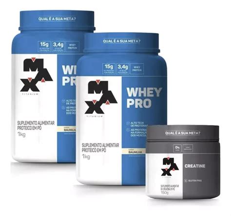 Kit 2 Whey Protein 1kg Creatina 150g Max Titanium Combo Frete Grátis