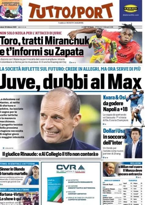 Prima Pagina Tuttosport Juve Dubbi Al Max Riflessioni Sul Tecnico