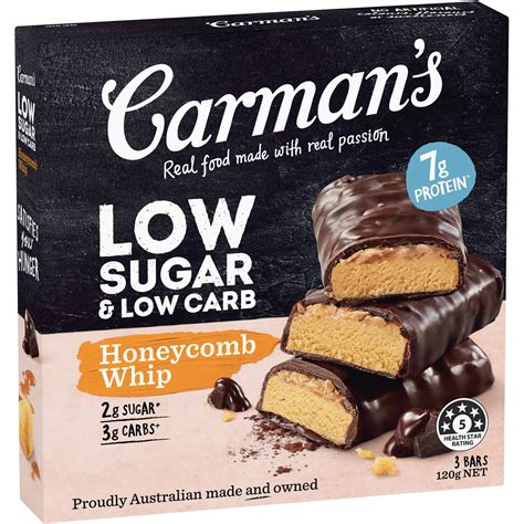 Carmans Low Sugar Low Carb Bars Honeycomb Whip Pack Gluten Free