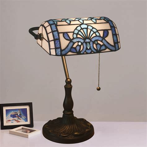 Tiffany Style Bankers Table Lamp Stained Glass Piano Desk Lamp Vintage