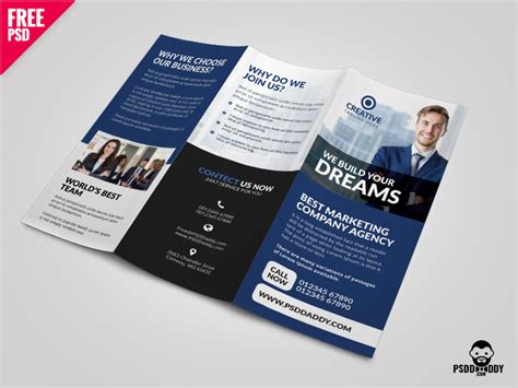 Professional Corporate Tri Fold Brochure Free PSD Template by Mohammed ...