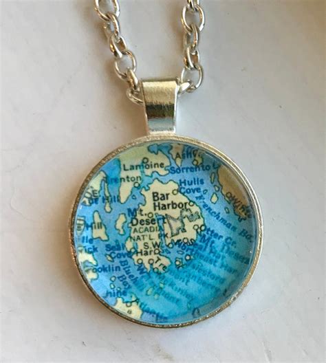 Custom Map Necklaces Round Etsy