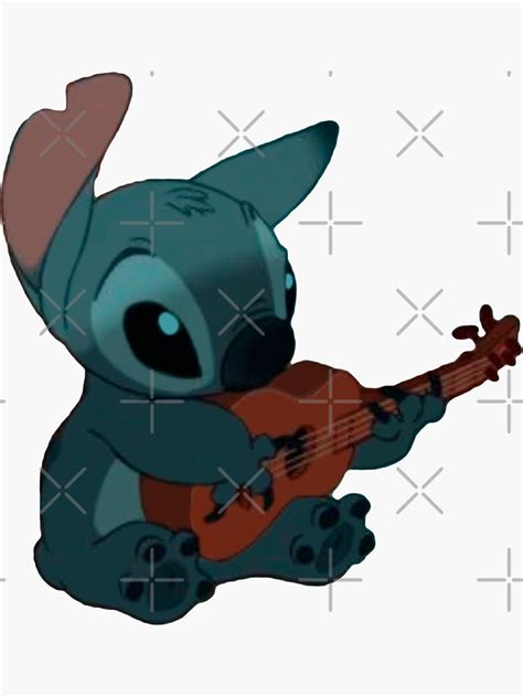 Stitch Ukulele Sticker For Sale By Samsar Redbubble