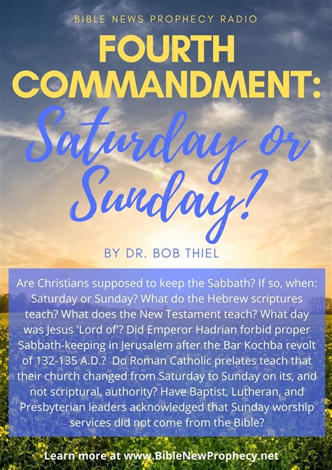 Fourth Commandment: Saturday or Sunday? — Bible News Prophecy Radio