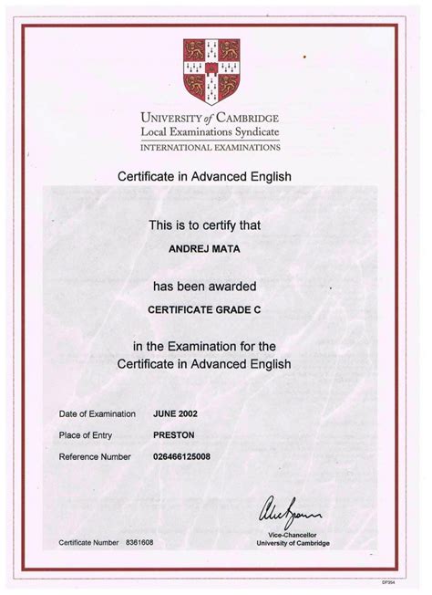 Cambridge Certificate In Advanced English