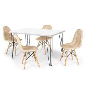 Conjunto Mesa De Jantar Hairpin X Branca Cadeiras Eiffel Boton Nude Leroy Merlin