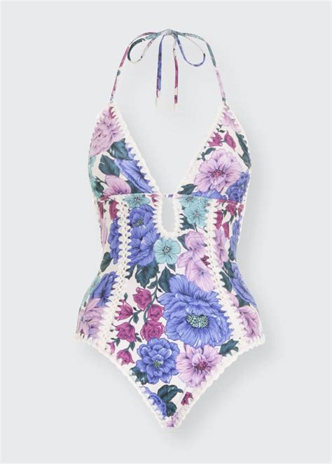 Zimmermann Poppy Crochet Edge One Piece Swimsuit Bergdorf Goodman