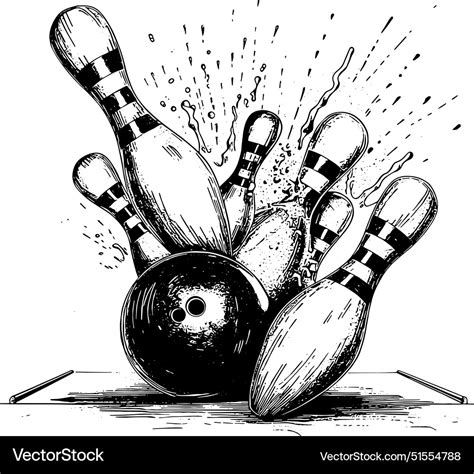 Bowling Ball Crashing Into Pins Royalty Free Vector Image