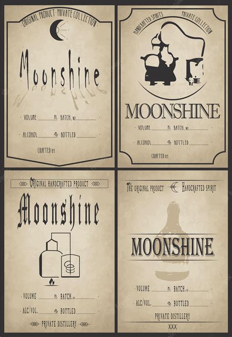 Premium Vector Moonshine Label Vector Homemade Old Moonshine Stikers