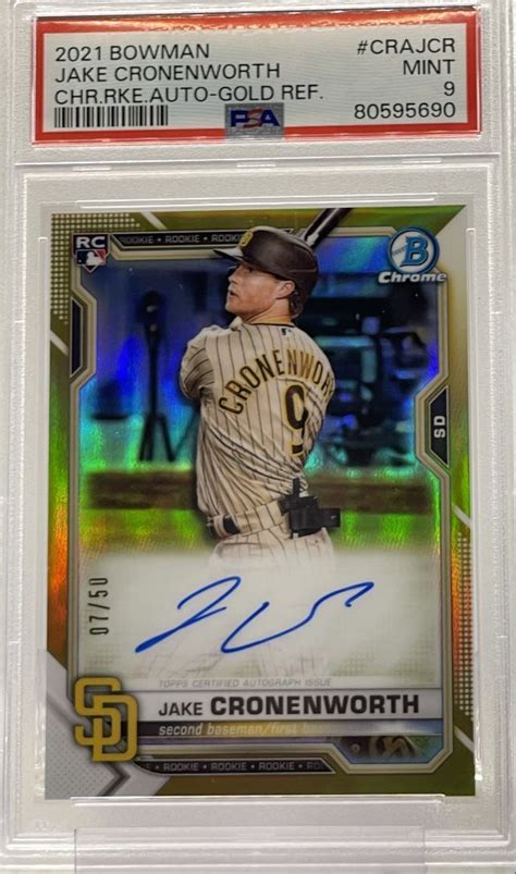 Jake Cronenworth Bowman Chrome Rookie Gold Rc Auto Psa Q