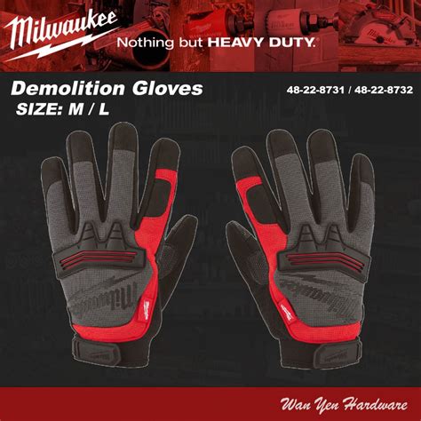 Milwaukee Demolition Glove Heavy Duty Hand Glove 48 22 8731size M