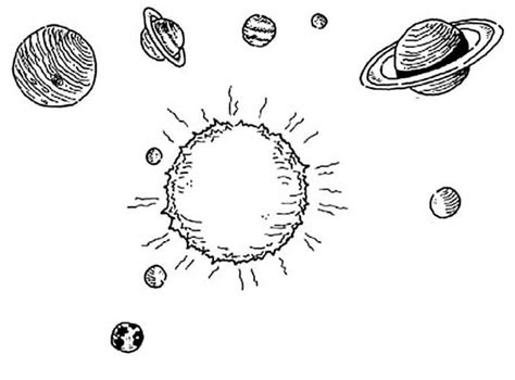 Fise de Colorat cu Soarele încălzește Toate Planetele Din Jurul Lui