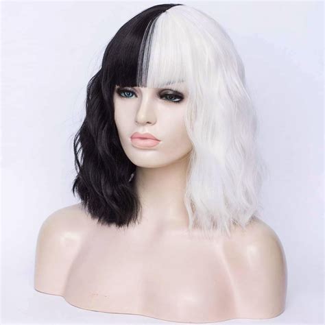 Cruella Deville Wigs Black And White Wigs For Women Costume Short Curly Wavy Bob Ebay