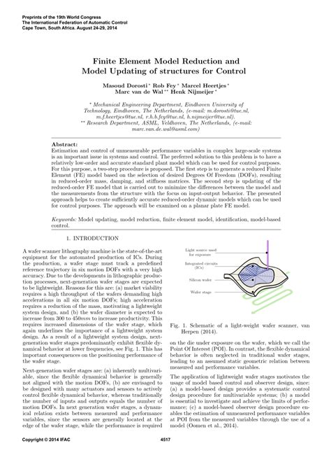 PDF Finite Element Model Reduction And Model Updating Of Structures