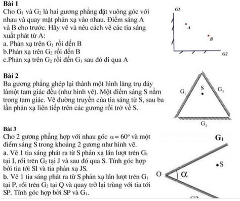 Cho G1 và G2 là hai gương phẳng đặt vuông góc với nhau và quay mặt phản