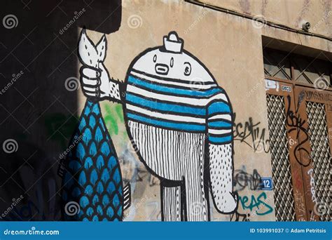 Graffiti in a Small Street in Plaka, Athens Editorial Photography - Image of building, shutters ...