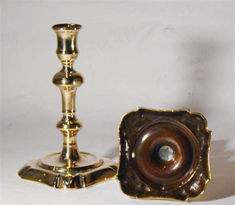 Pair 18th Century Seamed Brass Candlesticks Bada