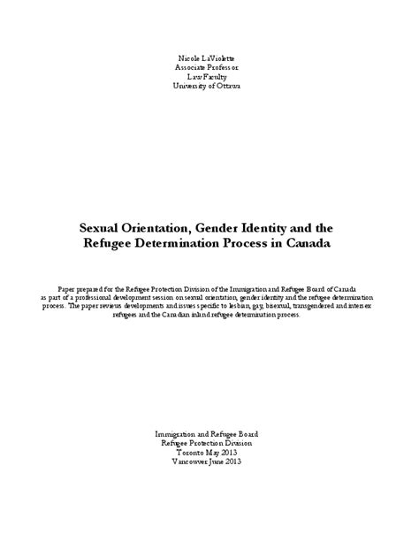 Pdf Sexual Orientation Gender Identity And The Refugee Determination Process In Canada