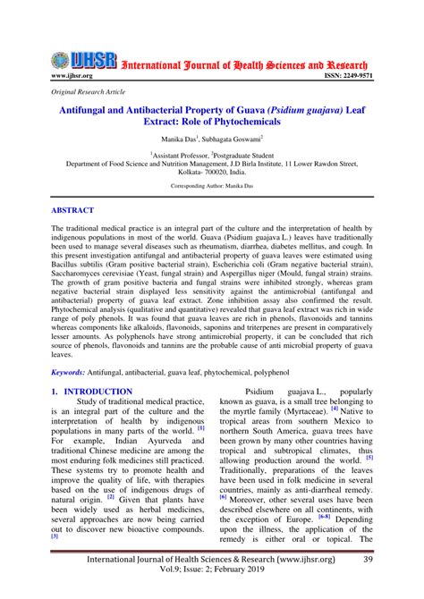 Pdf Antifungal And Antibacterial Property Of Guava Psidium Guajava