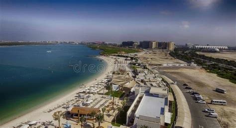 Abu Dhabi Beach In Yas Island Aerial View Stock Photo Image Of Heron