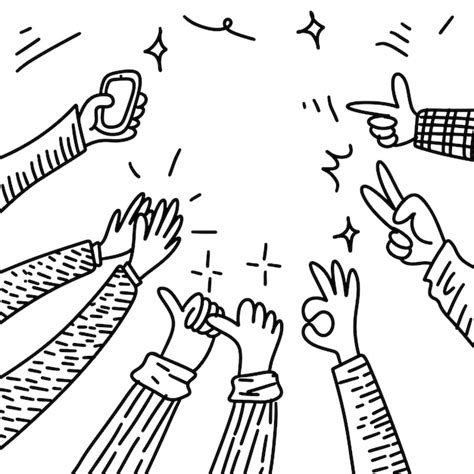 Premium Vector Applause Hand Draw Doodle Clapping Ovation Thumbs Up