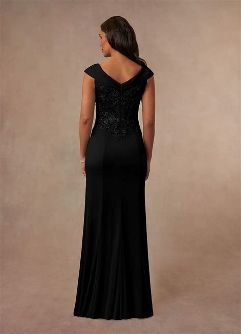 Black Azazie Calathea A Line Lace Floor Length Dress Azazie