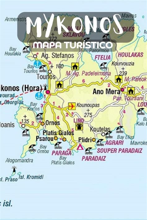 Mapa turístico de Mykonos Mapa turístico Turístico Mapa