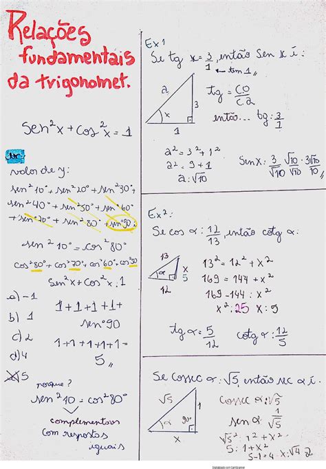 Rela O Fundamental Da Trigonometria Exercicios Librain