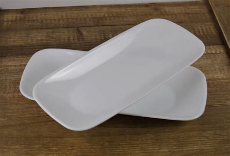 Set Of Corelle White Rectangular Serving Trays Pure White Etsy