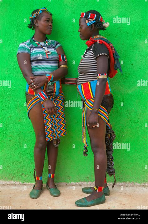 Bana Tribe Girls With Traditional Clothes Key Afer Omo Valley