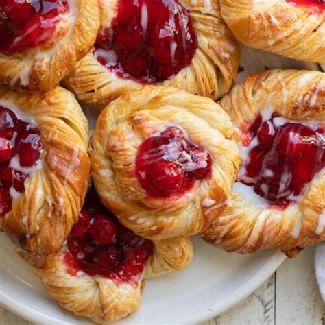 Homemade Cherry Danish Buttery Flaky Pastry With A Syrupy Fruit Filling