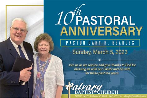 Calvary Baptist Church Th Pastoral Anniversary Celebration