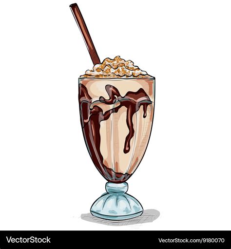 Milk Shake Cocktail Color Picture Royalty Free Vector Image