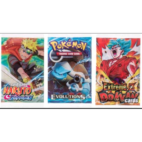 Kit Cartinhas Cards Pacotinhos Pokemon Naruto