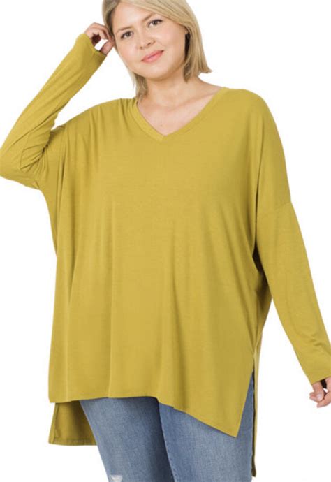 Plus Size Dolman Sleeve V Neck Top